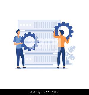 Digital analytics information tools. Big data. Flat design vector illustration. Stock Vector