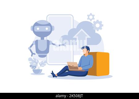 Cloud robotics illustration exclusive design inspiration Stock Vector