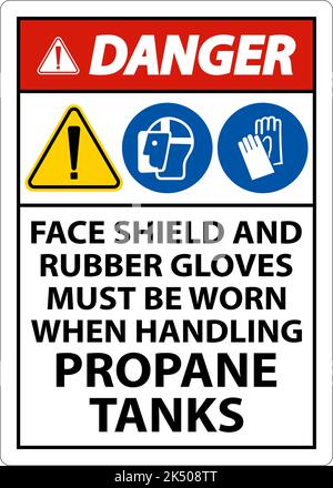 Danger PPE Required When Handling Propane Tanks Sign Stock Vector