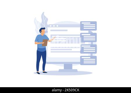 Software requirement description illustration exclusive design inspiration Stock Vector