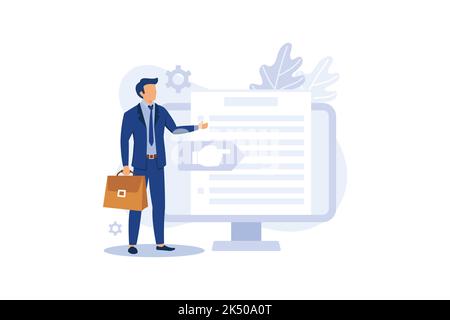 Vision and scope document, project main plan, project management document concept. Stock Vector