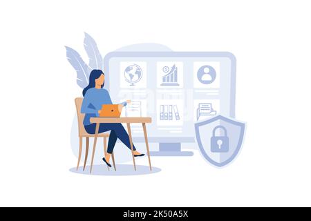 Privacy policy. Protecting your privacy. Vector colorful illustration, the concept of protecting computer data for a web page Stock Vector