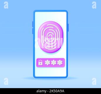 3D Fingerprint on Mobile Phone Isolated Stock Vector