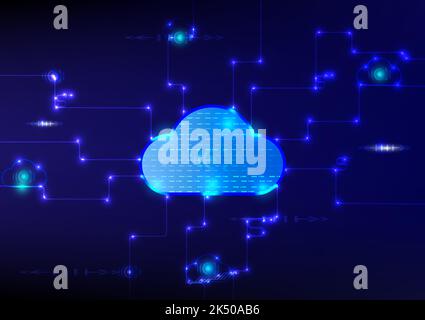Cloud storage futuristic technology data science abstract background pattern graphic design vector illustration Stock Vector