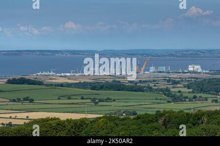 Construction work on Hinkley Point C nuclear power station, HPC, Bristol Channel, Somerset, England Stock Photo