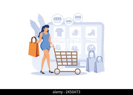 Niche service marketplace abstract concept vector illustration. Innovative online retail, particular goods e-trade, buy and sell products or services, Stock Vector