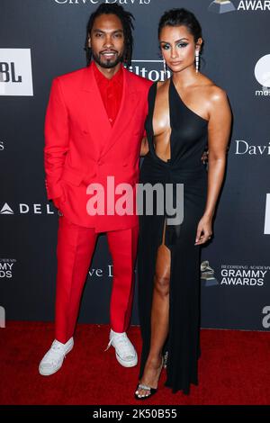 (FILE) Singer Miguel's Wife Nazanin Mandi Files For Divorce After Almost 4 Years Of Marriage. In court documents obtained by PEOPLE on Tuesday, October 4, 2022 Mandi, 36, filed for divorce from Miguel, also 36, in the Superior Court of California in Los Angeles County. BEVERLY HILLS, LOS ANGELES, CALIFORNIA, USA - FEBRUARY 09: American singer Miguel (Miguel Jontel Pimentel) and wife/American actress Nazanin Mandi (Nazanin Aliza Mandighomi Pimentel) arrive at The Recording Academy And Clive Davis' 2019 Pre-GRAMMY Gala held at The Beverly Hilton Hotel on February 9, 2019 in Beverly Hills, Los An Stock Photo