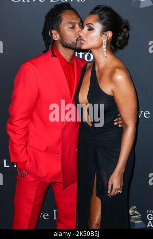 (FILE) Singer Miguel's Wife Nazanin Mandi Files For Divorce After Almost 4 Years Of Marriage. In court documents obtained by PEOPLE on Tuesday, October 4, 2022 Mandi, 36, filed for divorce from Miguel, also 36, in the Superior Court of California in Los Angeles County. BEVERLY HILLS, LOS ANGELES, CALIFORNIA, USA - FEBRUARY 09: American singer Miguel (Miguel Jontel Pimentel) and wife/American actress Nazanin Mandi (Nazanin Aliza Mandighomi Pimentel) arrive at The Recording Academy And Clive Davis' 2019 Pre-GRAMMY Gala held at The Beverly Hilton Hotel on February 9, 2019 in Beverly Hills, Los An Stock Photo