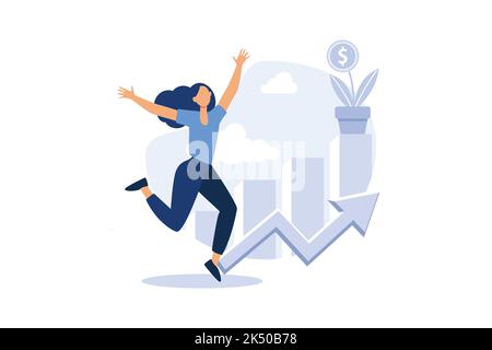 path to a target's growth vector illustration banner. achievement business concept. flat cartoon character design for web. People standing at the top Stock Vector