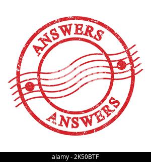 ANSWERS text written on red grungy zig zag borders round stamp Stock ...