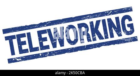 TELEWORKING text written on blue-black round grungy stamp sign Stock ...