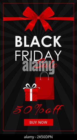 text Black friday Sale 50 off gift and shopping bag Stock Vector