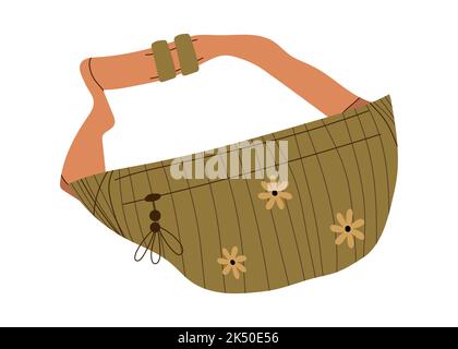 Colorful banana shaped belt bags. Stock Vector