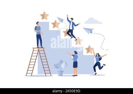 the best estimate of performance, the score of five points. people leave feedback and comments, successful work is the highest score vector flat moder Stock Vector