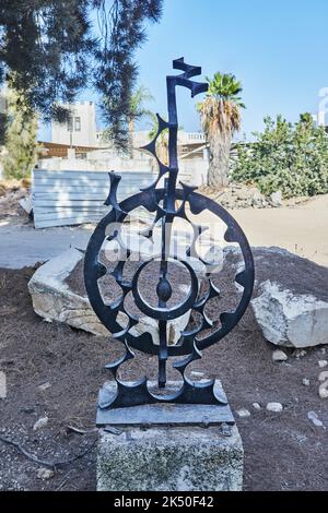 Metal sculptures made from various objects to decorate the garden and the street Stock Photo