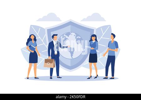 planet earth protected, people save the planet flat vector illustration Stock Vector