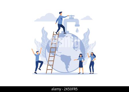 Vector creative illustration of business graphics, save the planet, save energy and water, design concept world water day, March 22 Stock Vector