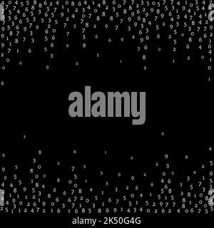 Falling numbers, big data concept. Binary white orderly flying digits. Astonishing futuristic banner on black background. Digital vector illustration Stock Vector