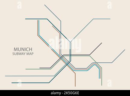 Munich city subway vector map colored Stock Vector