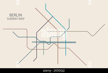 Berlin city subway vector map colored Stock Vector