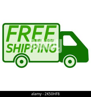 Free shipping green van icon delivery business car free shipping Stock Vector