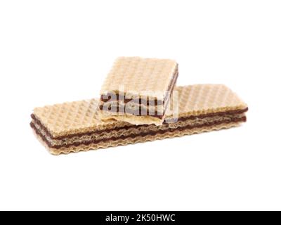Wafers with chocolate chocolate filling isolated on white Stock Photo