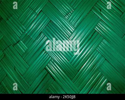 Closeup of green color bamboo grass woven flat mat from natural bamboo,natural background , bamboo texture Stock Photo