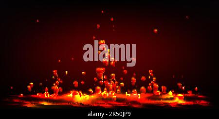Hot liquid lava splash with flying red drops. Abstract background of seething molten magma surface with splatter. Orange fluid texture with rising bub Stock Vector