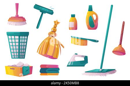 https://l450v.alamy.com/450v/2k50mb8/household-tools-and-chemicals-cartoon-set-isolated-on-white-vector-illustration-of-mop-broomstick-plunger-brushes-laundry-basket-detergent-bottl-2k50mb8.jpg