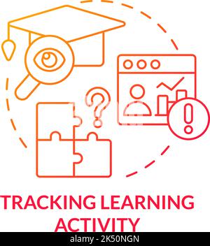 Tracking learning activity red gradient concept icon Stock Vector