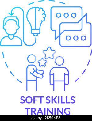 Soft skills training blue gradient concept icon Stock Vector