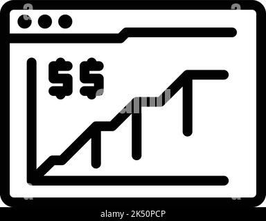Online trader icon outline vector. Money earn. Making bank Stock Vector