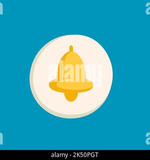 Notifications bell sticker for a social media, making a blog or vlog vector flat illustration. Set of cartoon icons for making internet content Stock Vector