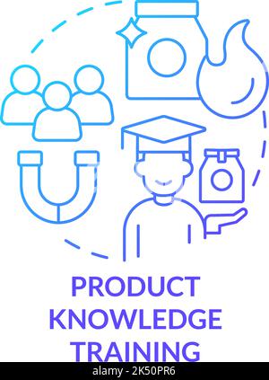 Product knowledge training blue gradient concept icon Stock Vector