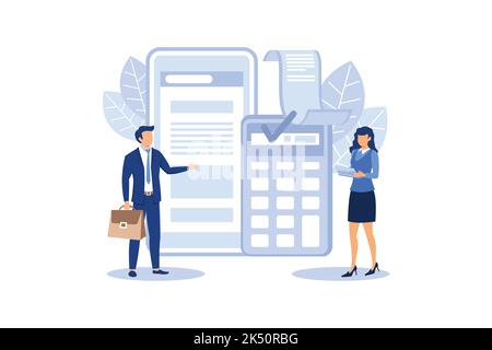 people pay bills via terminal, contactless payment concepts with hand holding a card and POS terminal in flat design flat modern design illustration Stock Vector