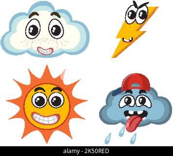 Weather icons seamless pattern illustration Stock Vector