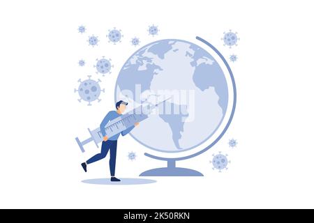 Vaccination of the whole world against corona virus. flat modern design illustration Stock Vector
