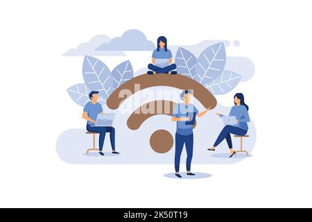 public free wireless connection wireless point Wi-Fi, For mobile user interface, the transmission of digital data streams over radio channels flat vec Stock Vector
