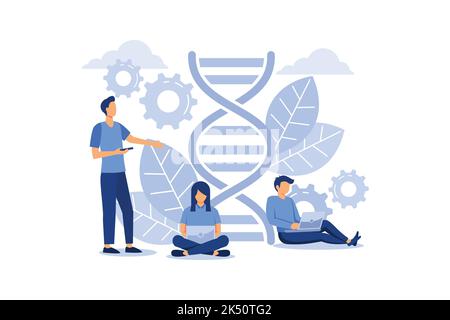 nanotechnology, digital structure of dna, science concept flat vector illustration Stock Vector