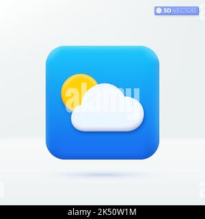 Weather report Application isolated icon on smartphone. sun and cloud Cartoon pastel Minimal style. You can used for presentations, print ad., ux, ui, Stock Vector