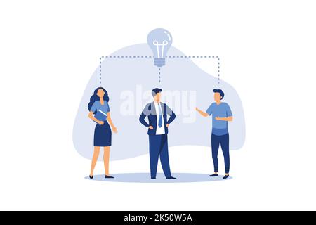 teamwork, brainstorming, collective creative thoughts flat vector illustration Stock Vector