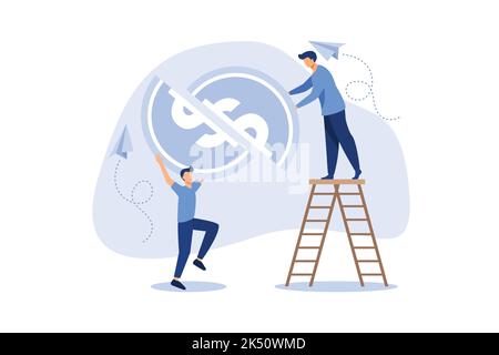 people are engaged in joint construction of jigsaw puzzles from money, multiplication, career growth to success, flat color icons, business flat vecto Stock Vector