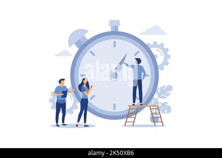 stopwatch on white background, express services, time management concept, fast reaction vector flat vector illustration Stock Vector