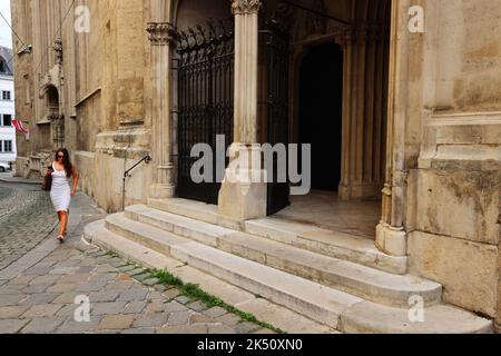 Gotik, Wien, Wien Kirche, Kirche, die Kirche Maria am Gestade  in der Innenstadt von Wien ist eine der schönsten gotischen Kirchen Wiens Stock Photo