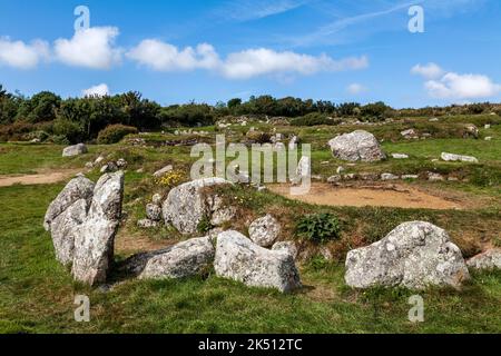 carn euny; iron age village; penwith; cornwall Stock Photo