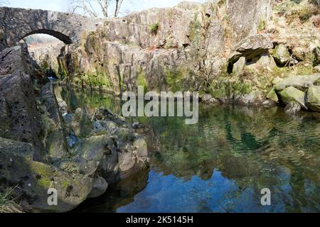 The birks Bridge over the River Duddon near Seathwaite, Duddon Valley, Cumbria Stock Photo