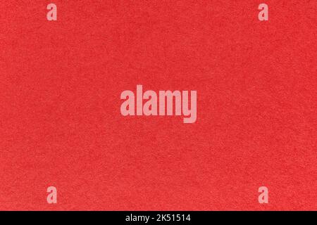 Texture of bright red and ruby colors paper background, macro. Structure of dense craft garnet cardboard. Scarlet carton backdrop closeup. Stock Photo