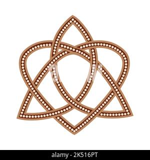 Triquetra Heart Celtic Endless Knot, a Slavic symbol embellished with Scandinavian patterns. Beige trendy, design with runes and sun Stock Vector