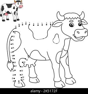 Dot to Dot Cow Coloring Page for Kids Stock Vector Image & Art - Alamy