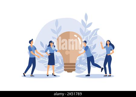 Light bulb made of puzzle pieces, business concept flat vector illustration Stock Vector